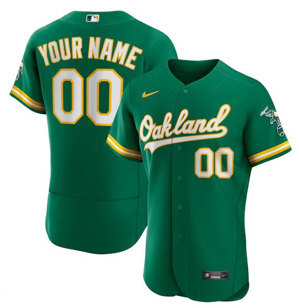 Men's Oakland Athletics Active Player Custom Kelly Green Flex Base Stitched Baseball Jersey Men's Oakland Athletics Active Player Custom Kelly Green Flex Base Stitched Baseball Jersey